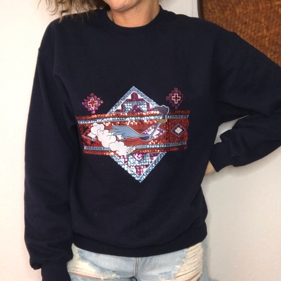 Vintage Tops - 😍VTG sequin Looney Tunes roadrunner sweatshirt